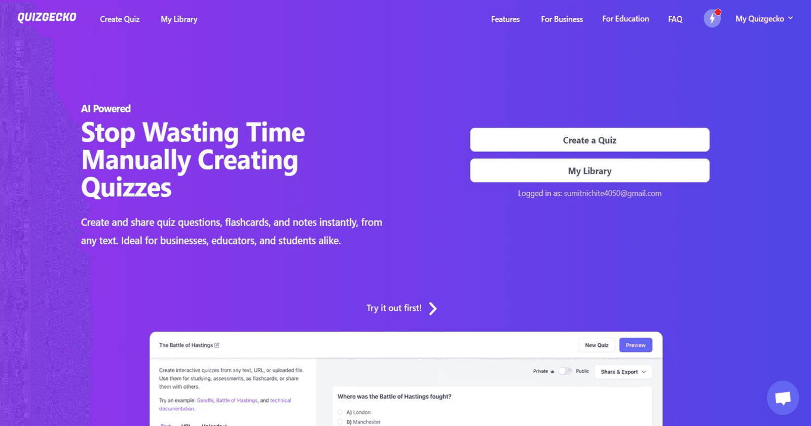 QUIZGECKO: The AI-Powered Quiz Maker for Quick and Interactive Quizzes