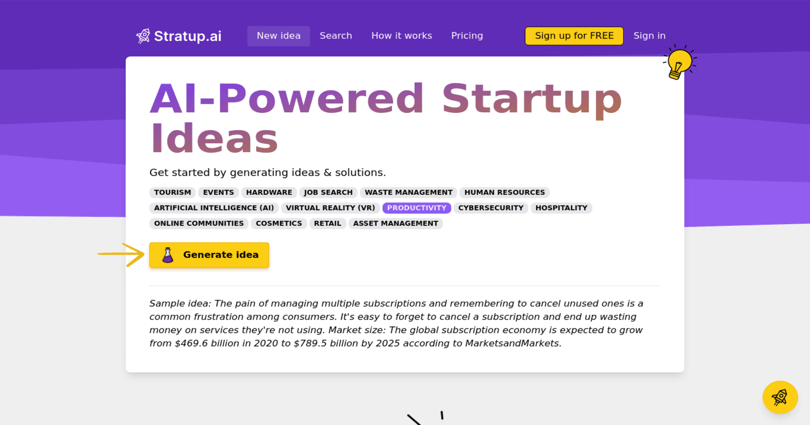 Stratup.ai: The AI-Powered Startup Idea Generator