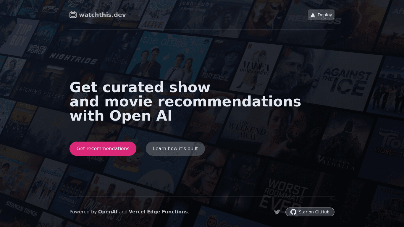 WatchThis.dev - Elevate Your Entertainment Experience with Personalized Recommendations